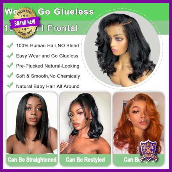 13x6 HD Lace Front Bob Wig Human Hair 200 Density Body Wave Glueless